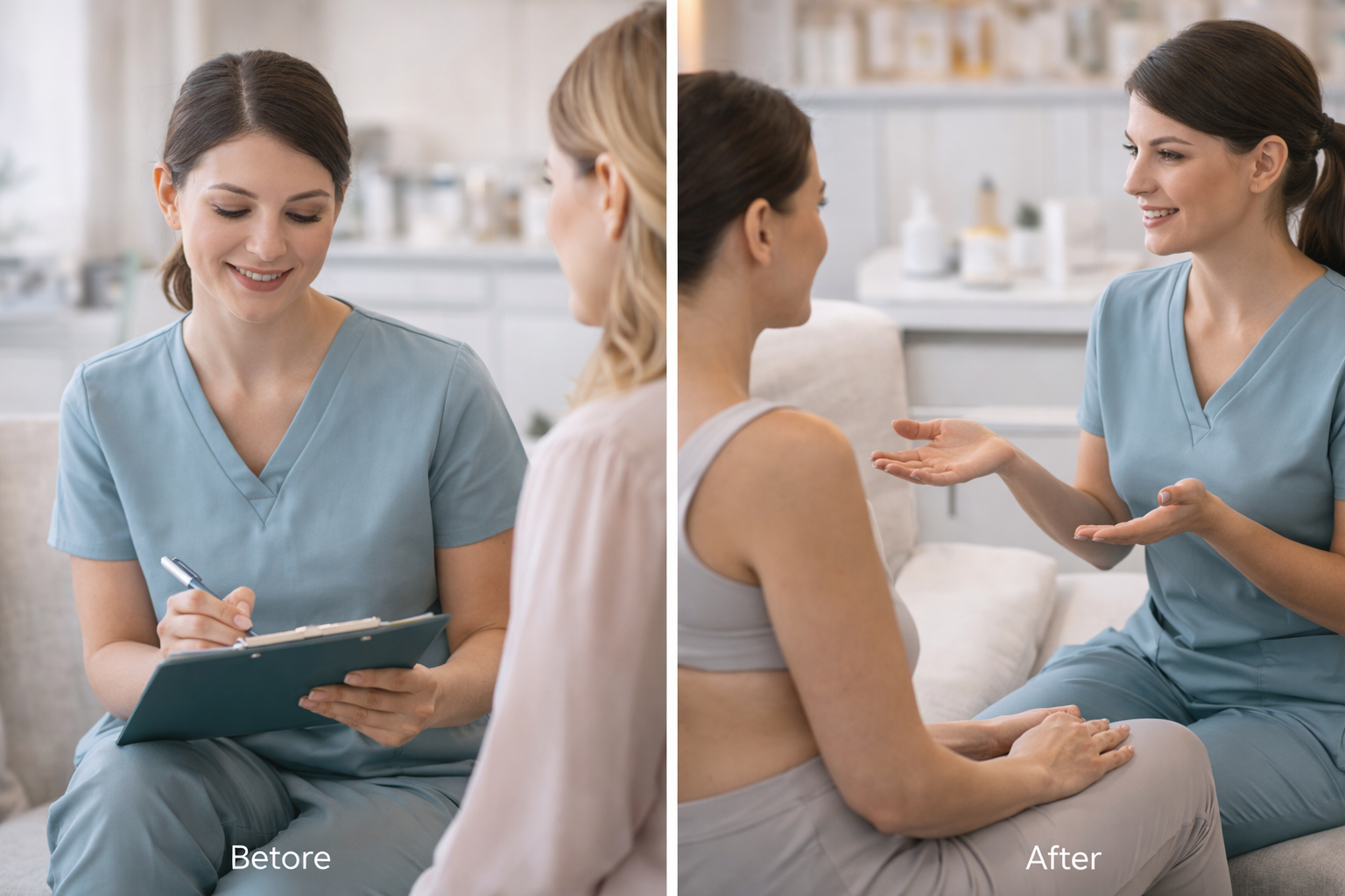 Illustration of a person being gently supported by abstract, flowing shapes that evoke a sense of care and attentiveness, symbolizing the patient care philosophy of Lipo Sculpt.